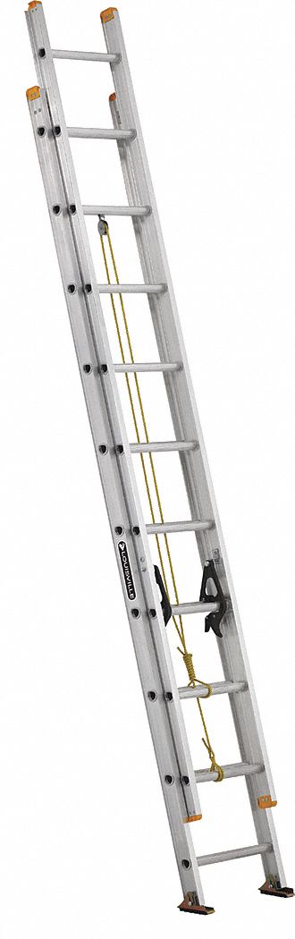 EXTENSION LADDER, 20 FT LADDER SIZE, ALUMINUM, 250 LB LOAD CAPACITY, 32 LB W, 2 SECTIONS