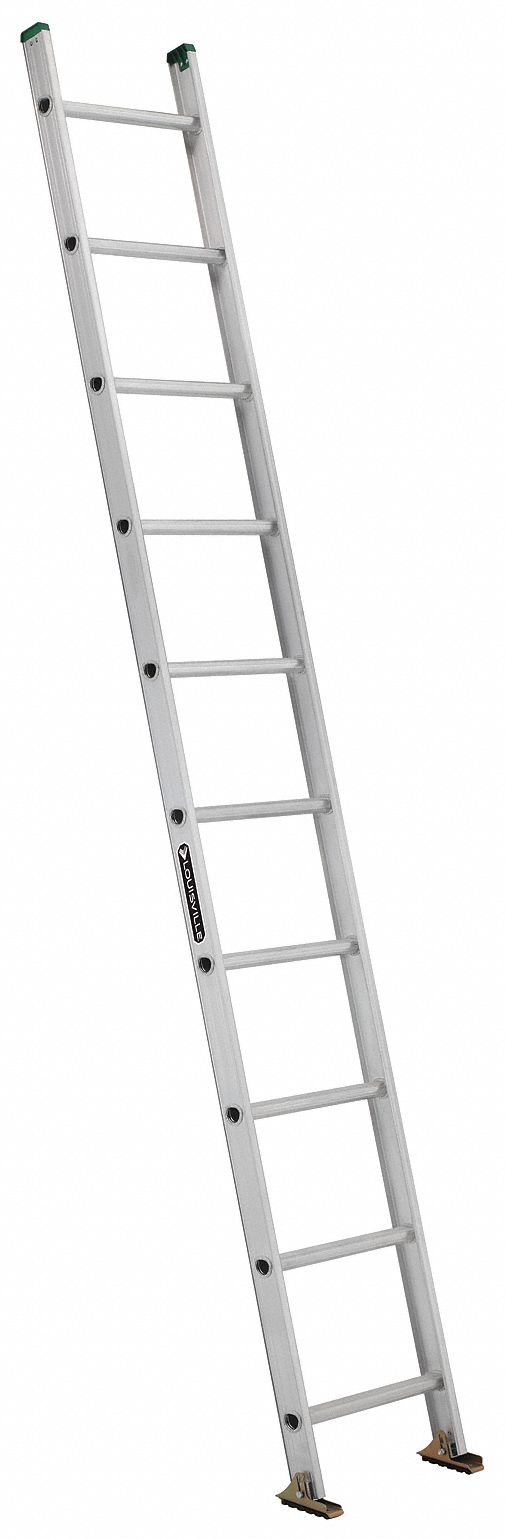 LOUISVILLE 10 ft Aluminum Straight Ladder, 225 lb Load Capacity, 17 1/8