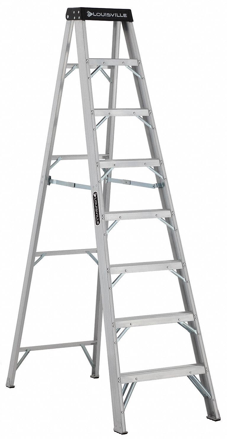 LOUISVILLE, 8 ft Ladder Ht, 7 Steps, Stepladder 36Y384AS1108HD
