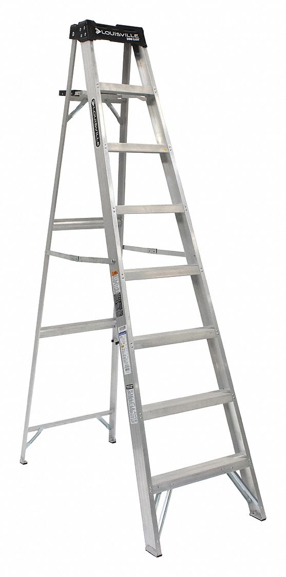 STEPLADDER, 8 FT LADDER SIZE, ALUMINUM, 300 LB LOAD CAPACITY, 23 LB W