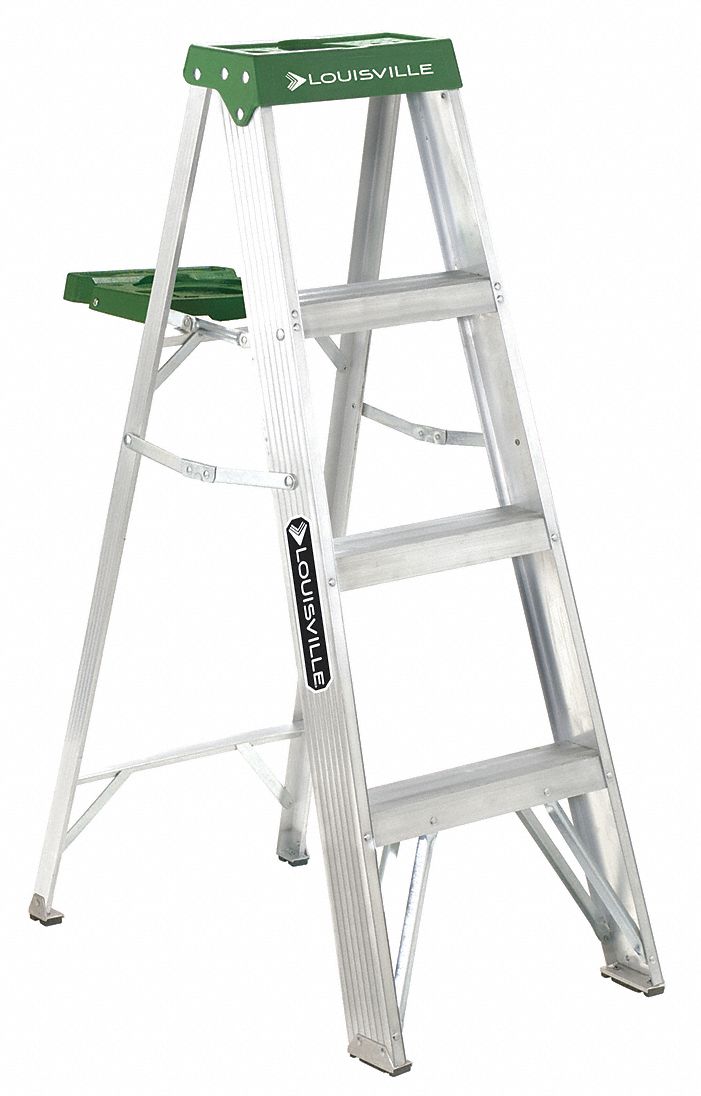 STEPLADDER, 4 FT LADDER SIZE, ALUMINUM, 225 LB LOAD CAPACITY, 10 LB W