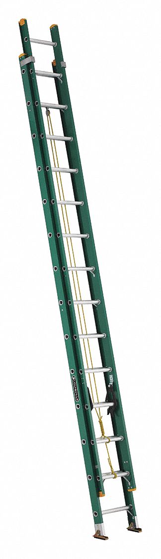 EXTENSION LADDER, 28 FT LADDER SIZE, FIBREGLASS, 225 LB LOAD CAPACITY, 53 LB W