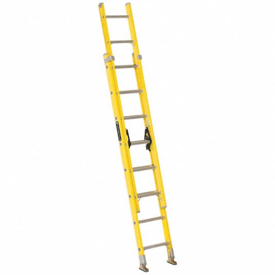 LOUISVILLE 16 ft Fiberglass Extension Ladder, 250 lb Load Capacity, 30.