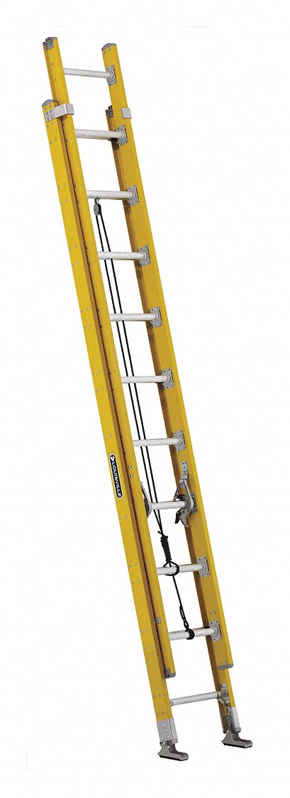 LOUISVILLE, 20 ft Industry Ladder Size, 17 ft Extended Ladder Ht ...