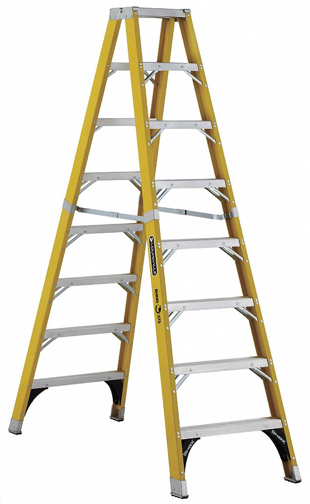 LOUISVILLE, Fiberglass, 375 lb Load Capacity, Twin Stepladder - 36Y451 ...