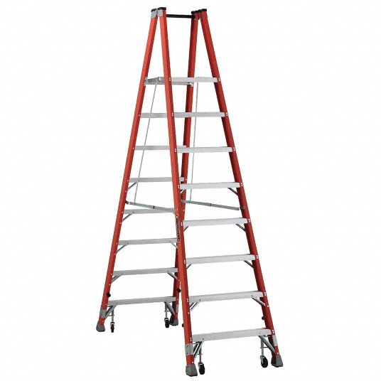 LOUISVILLE, Fiberglass, 300 lb Load Capacity, Twin Platform Stepladder ...