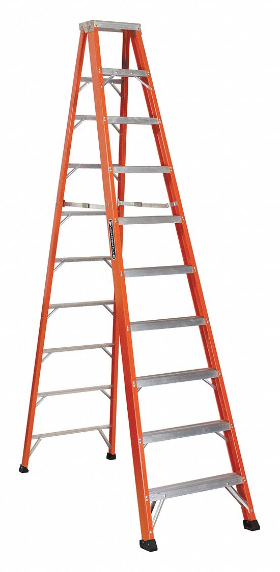 STEPLADDER, 10 FT LADDER SIZE, FIBREGLASS, 375 LB LOAD CAPACITY, 40 LB W