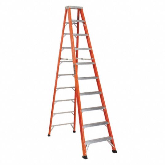 LOUISVILLE Stepladder: 10 ft Ladder Ht, 9 Steps, 375 lb Load Capacity ...