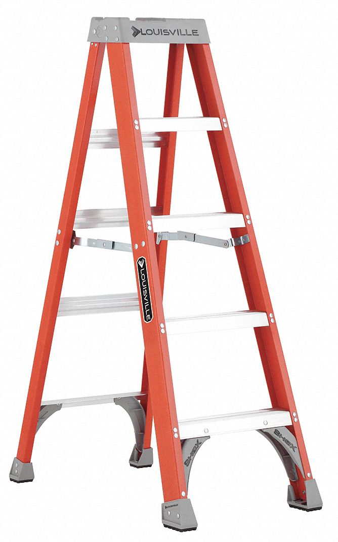 LOUISVILLE, 5 ft Ladder Ht, 4 Steps, Stepladder 36Y479FS1505 Grainger