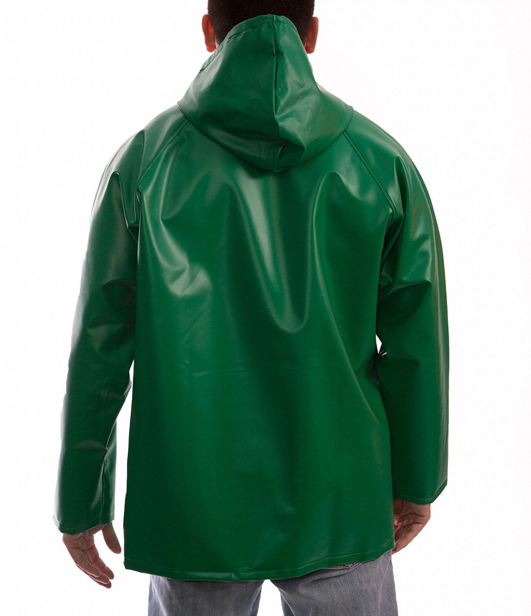 TINGLEY Flame Resistant Rain Jacket Rain Jacket, M, Green, Snaps with