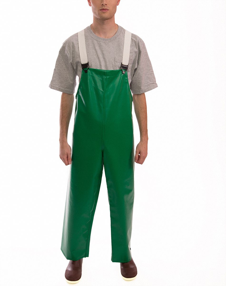 TINGLEY Flame-Resistant Rain Bib Overall: PVC, 2XL, Green, 32 in Inseam ...