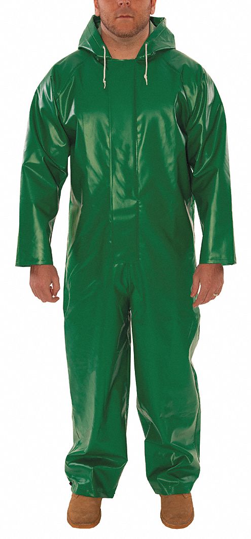 FLAME-RESISTANT COVERALL RAIN SUIT, GREEN, XL