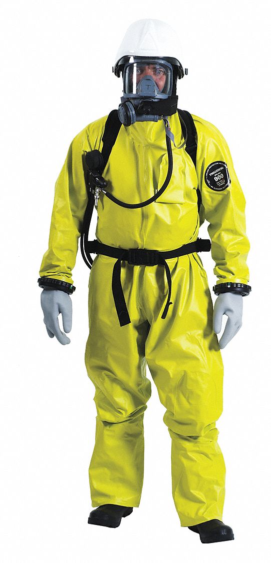 ANSELL Rear-Entry Hooded Coverall, Level B, Rear Entry, Yellow, M ...