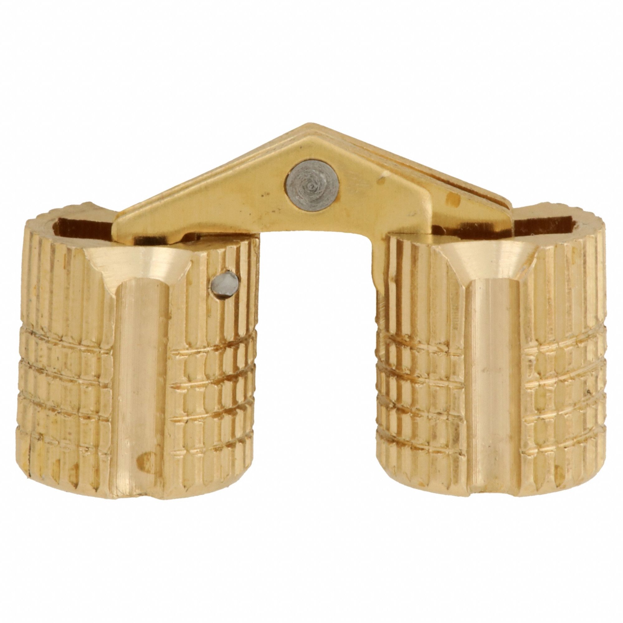 Hidden Barrel Hinge: Brass, 25/64 in Leaf Ht, 5/16 in Leaf Wd, 0 Holes per Leaf