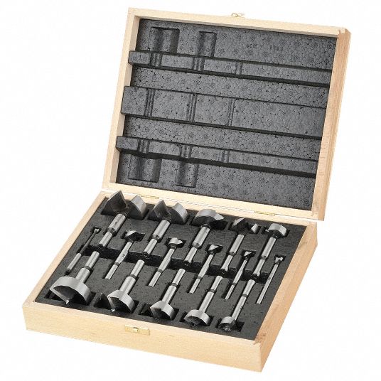FISCH Forstner Drill Bit Set 3 1/2 in Overall Lg, Hex Shank, 16 Drill