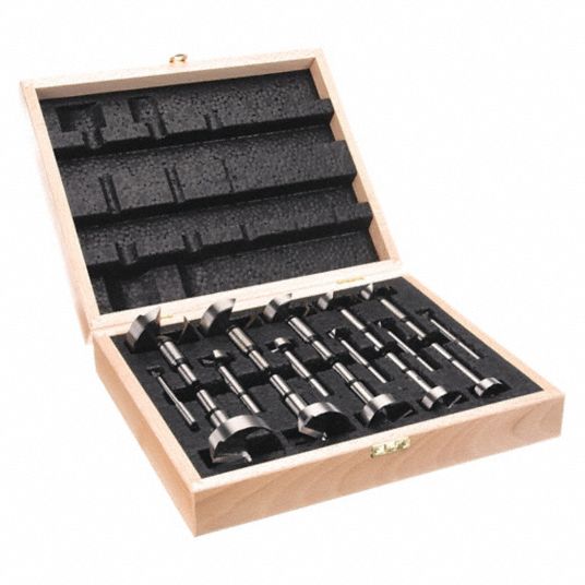 FISCH, 3 1/2 in Overall Lg, 16 Drill Bits, Forstner Drill Bit Set