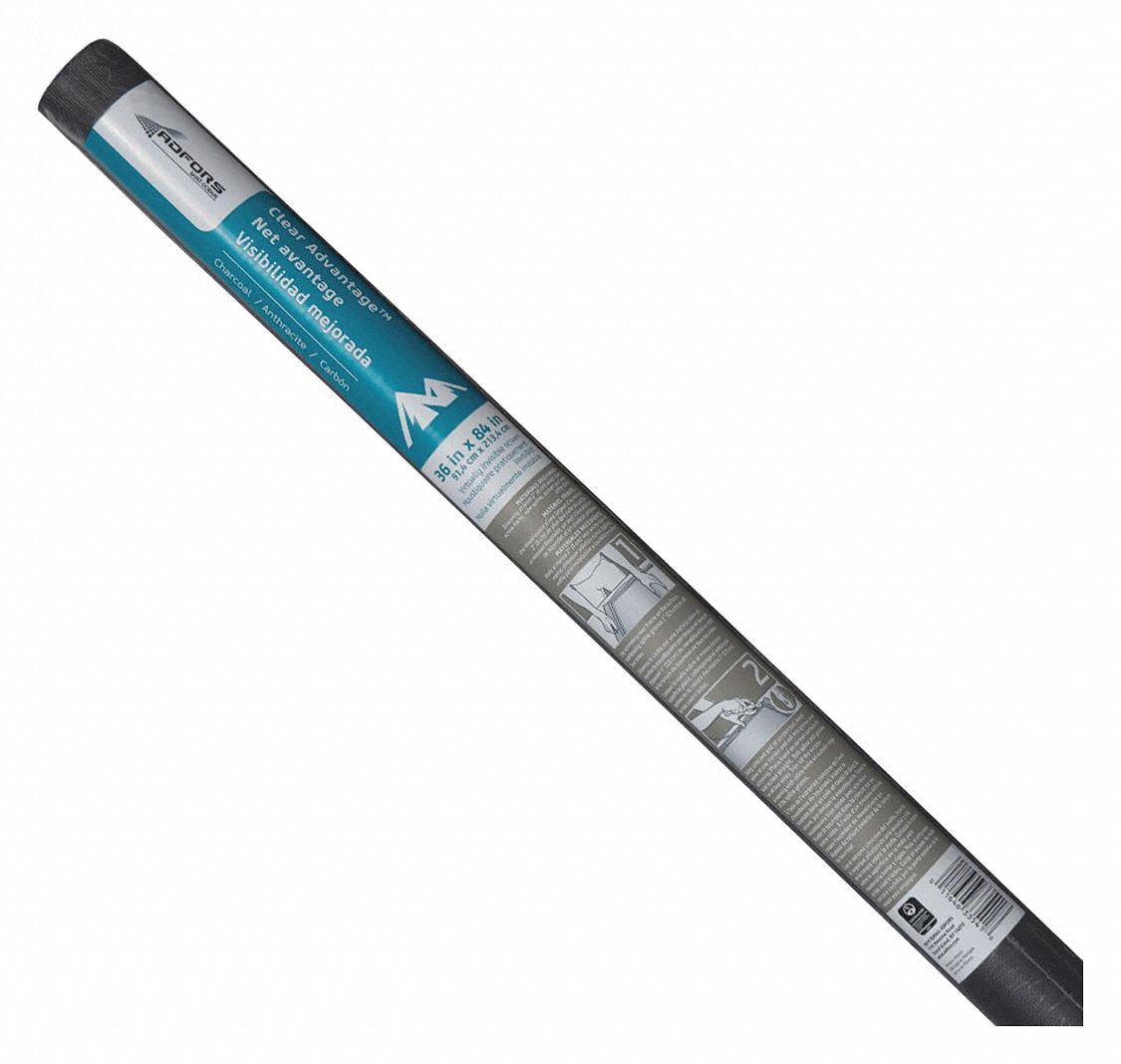 Replacement Screen: Fiberglass, Charcoal, 20 x 20 Mesh Size, 3 ft Wd, 7 ft Lg