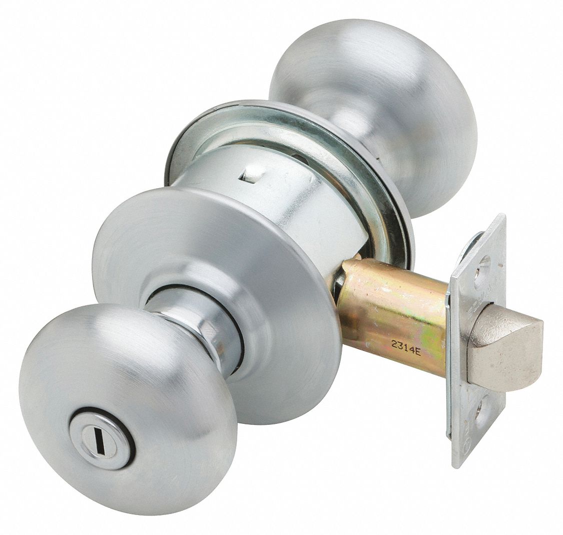 Door Lockset: Privacy Knob Locksets, Chrome, ADA Compliant