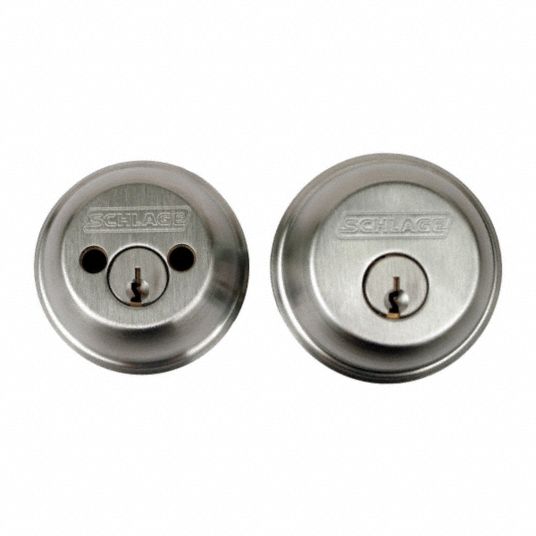 Schlage Single Cylinder Satin Brass Single Cylinder Deadbolt in the  Deadbolts department at