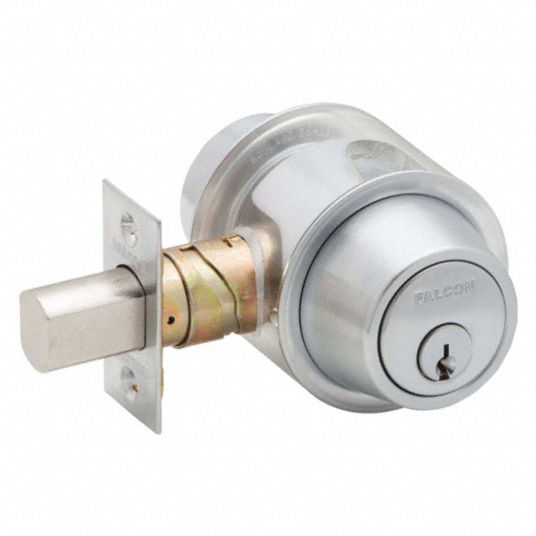 FALCON LOCK, Cylindrical, 1 7/8 in Door Thick - Max, Deadbolt Lock ...