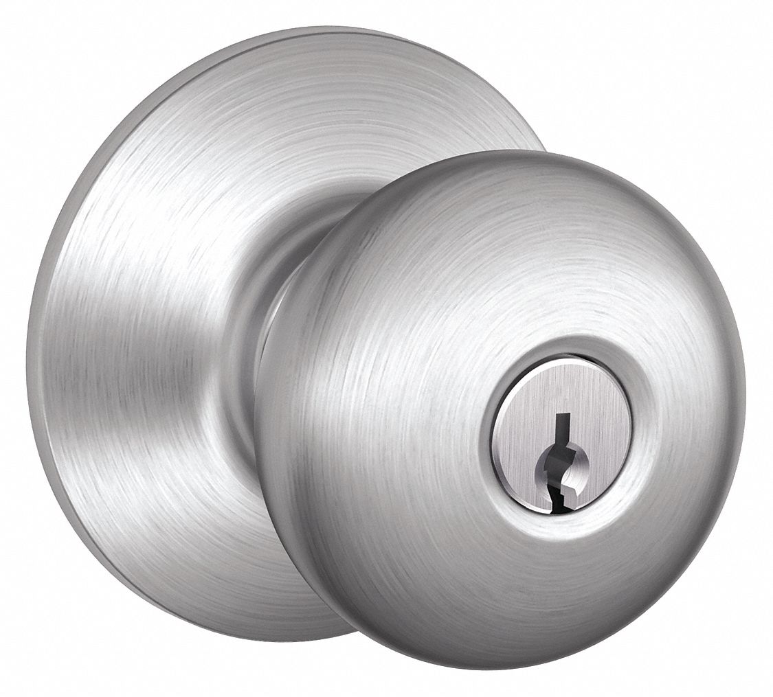 SCHLAGE, Office Knob Locksets, Chrome, Door Lockset 36Z238F51A PLY