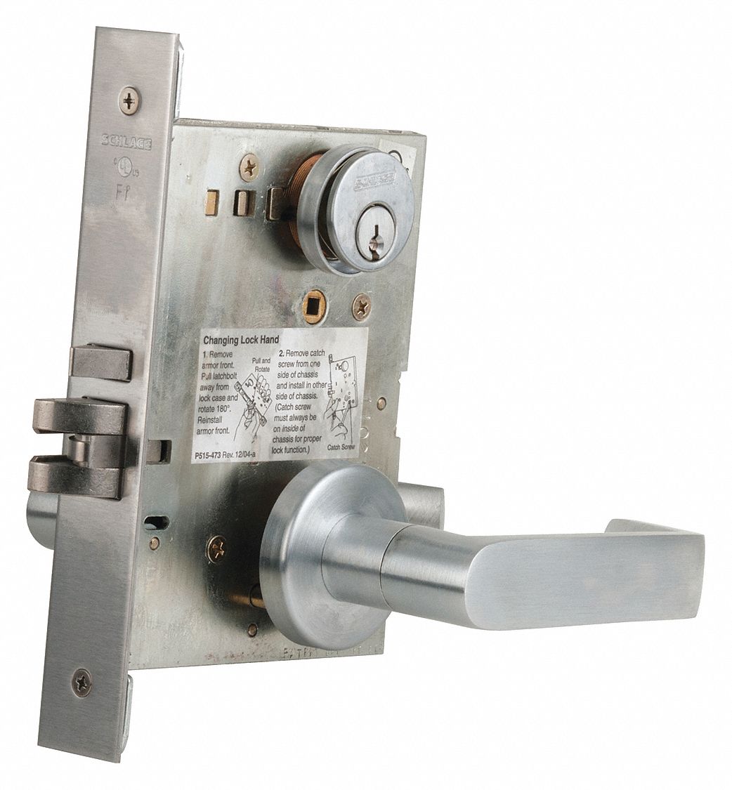 SCHLAGE Mortise Lockset 1, L 06A, Satin Chrome, Everest C123