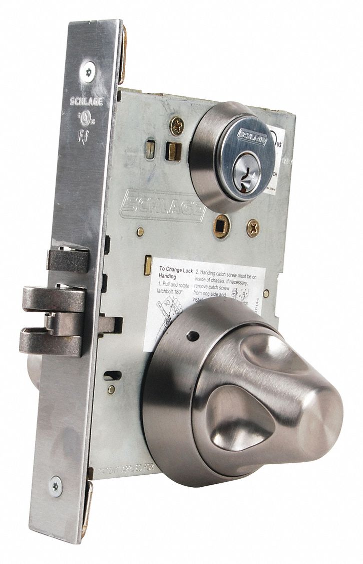 Door Lockset: Classroom Security Knob Locksets, Stainless Steel, Ligature-Resistant