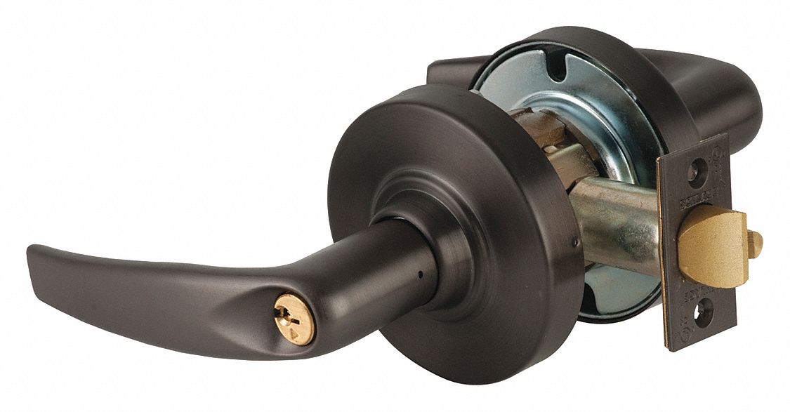 Door Lockset: Storeroom Lever Locksets, Bronze, ADA Compliant