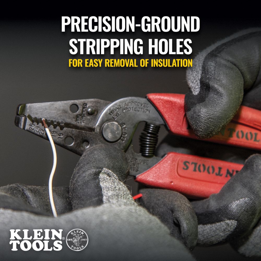 Wire Stripper: 6 1/4 in Overall Lg, Std Cushion Grip, 26 AWG to 16 AWG, 6 - 8 in, 11046