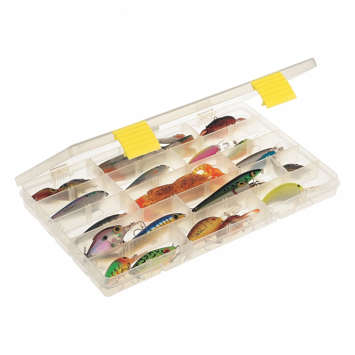 Compartment Box: 14 in x 9 1/8 in x 1 3/8 in, Clear, 34 Compartments, 29 Adj Dividers