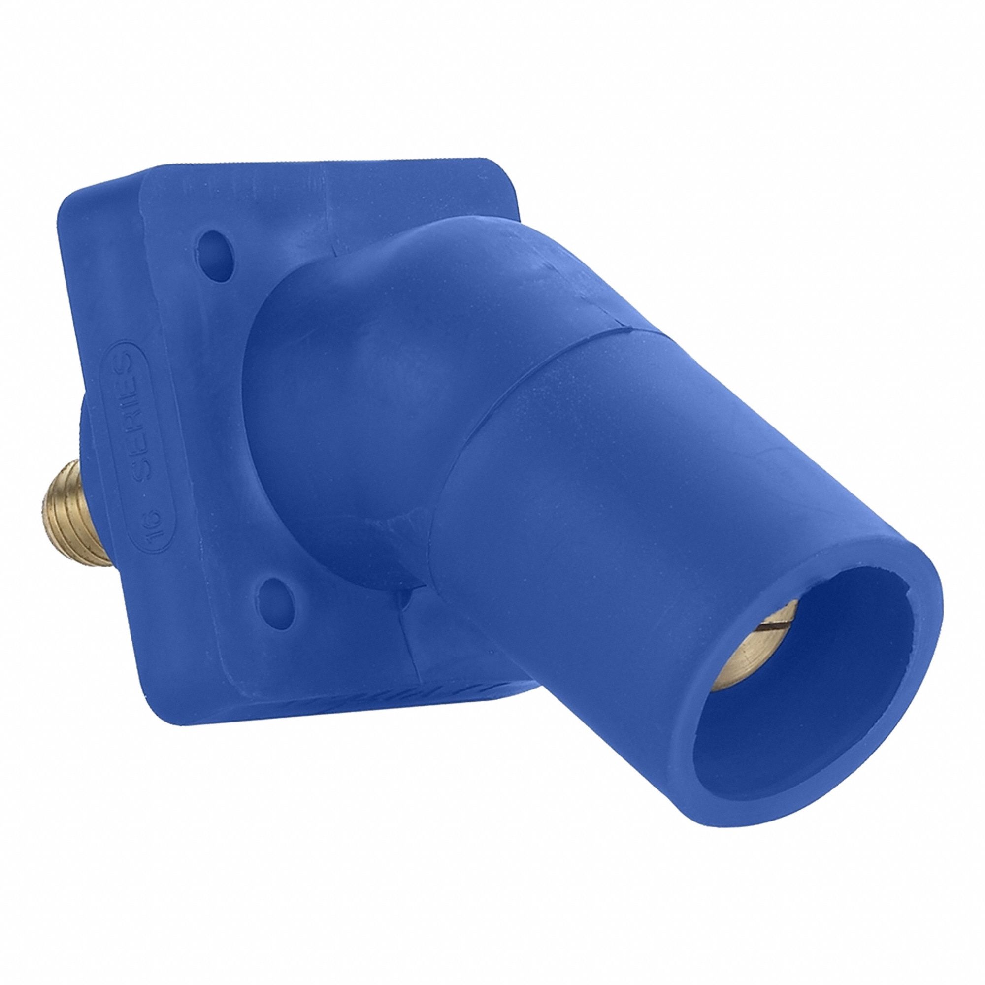 Single Pole Receptacle: For Female Connectors, 400 A, Angled, Blue, Square, Threaded Mounting