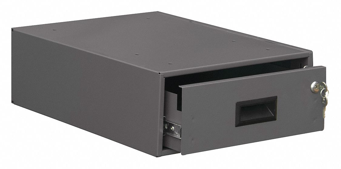 OPTIONAL DRAWER, GREY, 19 3/16 IN D X 12 3/16 IN W X 5⅜ IN H, POWDER COATED STEEL, 100 LB LOAD CAPACITY