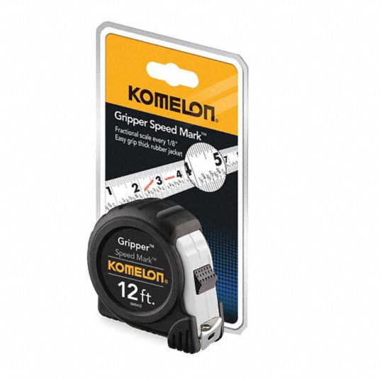 KOMELON, Tape Measure,White Blade,12 ft. x 5/8" 373G80SM5412 Grainger
