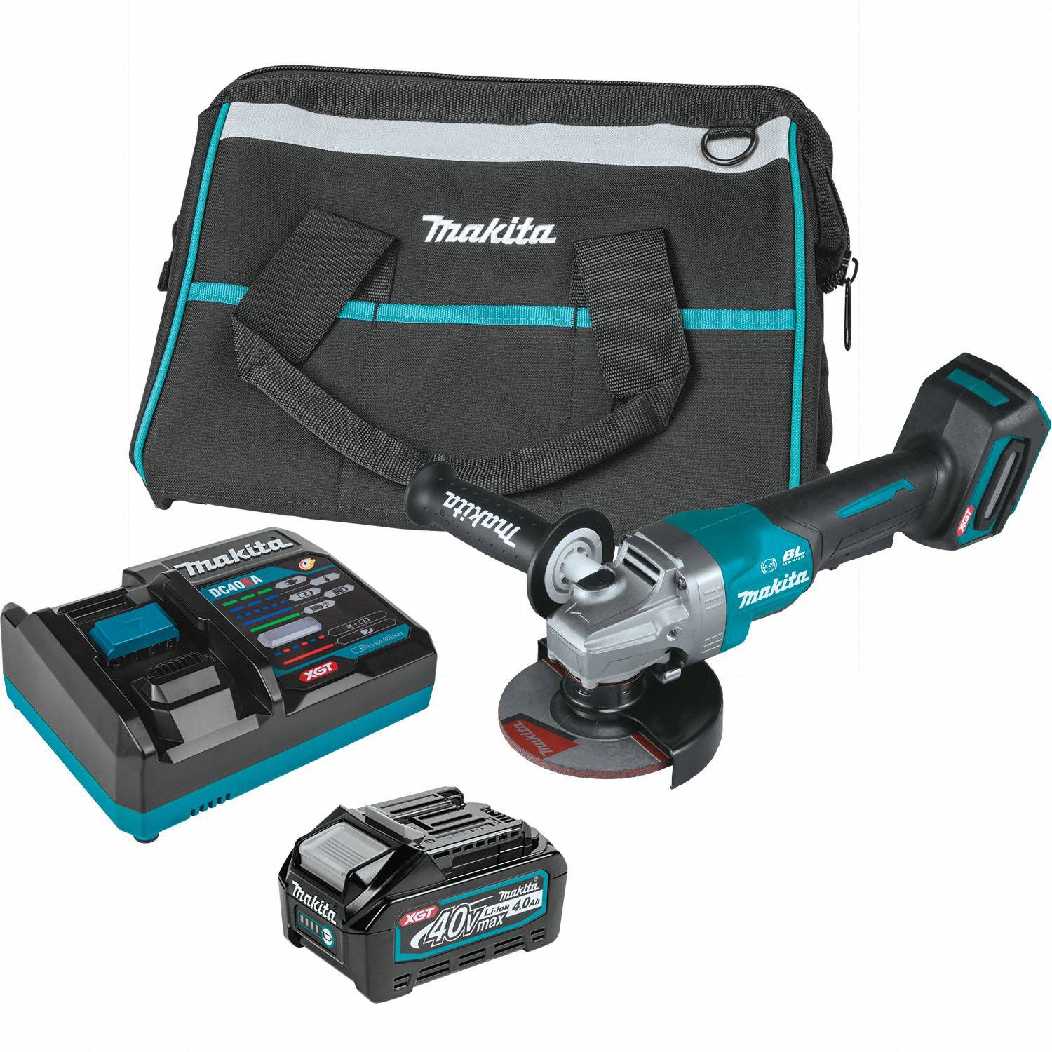 Angle Grinder Kit: 5 in_4 1/2 in Wheel Dia, Brushless Motor, 4.0 Ah, 40V DC, Std Head, XGT®