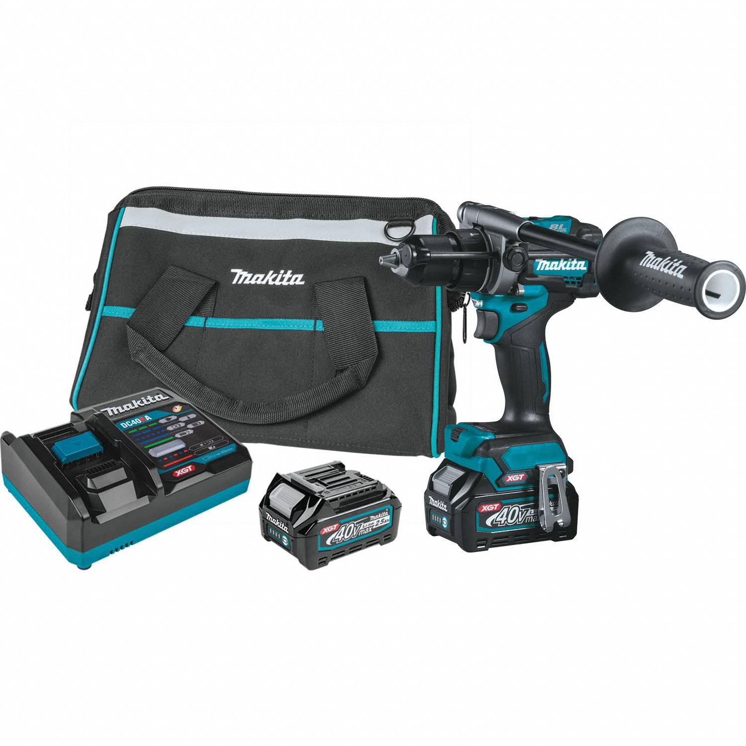 Hammer Drill Kit: 40V DC, Premium, 1/2 in Chuck, 13/16 in Concrete Capacity, 2 Speeds