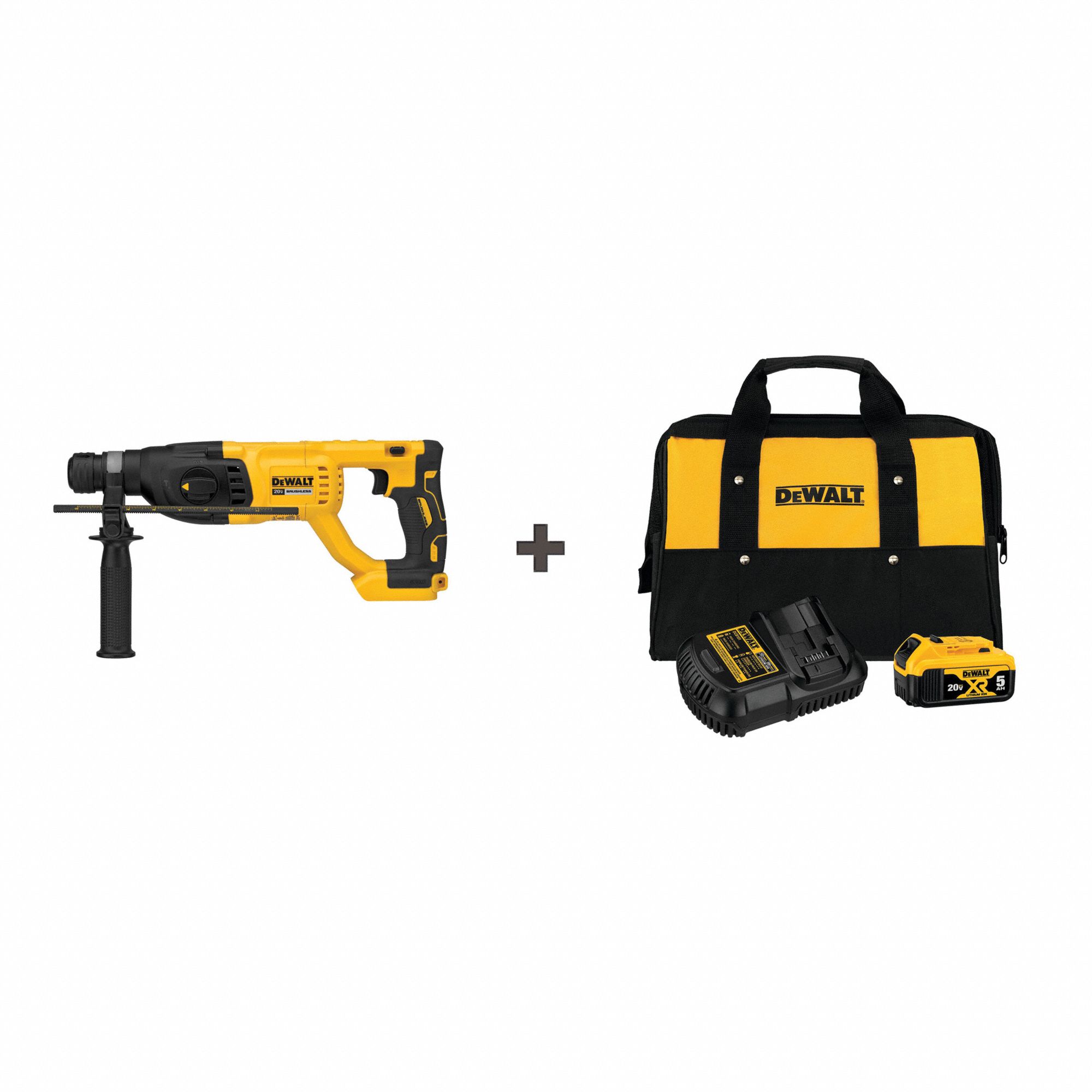 DEWALT DCH133M2 20V MAX XR Cordless SDS+ Rotary Hammer Drill with Battery &  Charger, 1-in