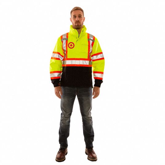 TINGLEY Rain Jacket w/Zippr, Yellw/Green/Blk, XL 375KN7J24122C.XL