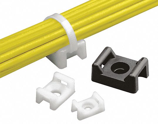 PANDUIT Saddle Cable Tie Base, Screw Mount, Material Nylon 6/6, Number ...