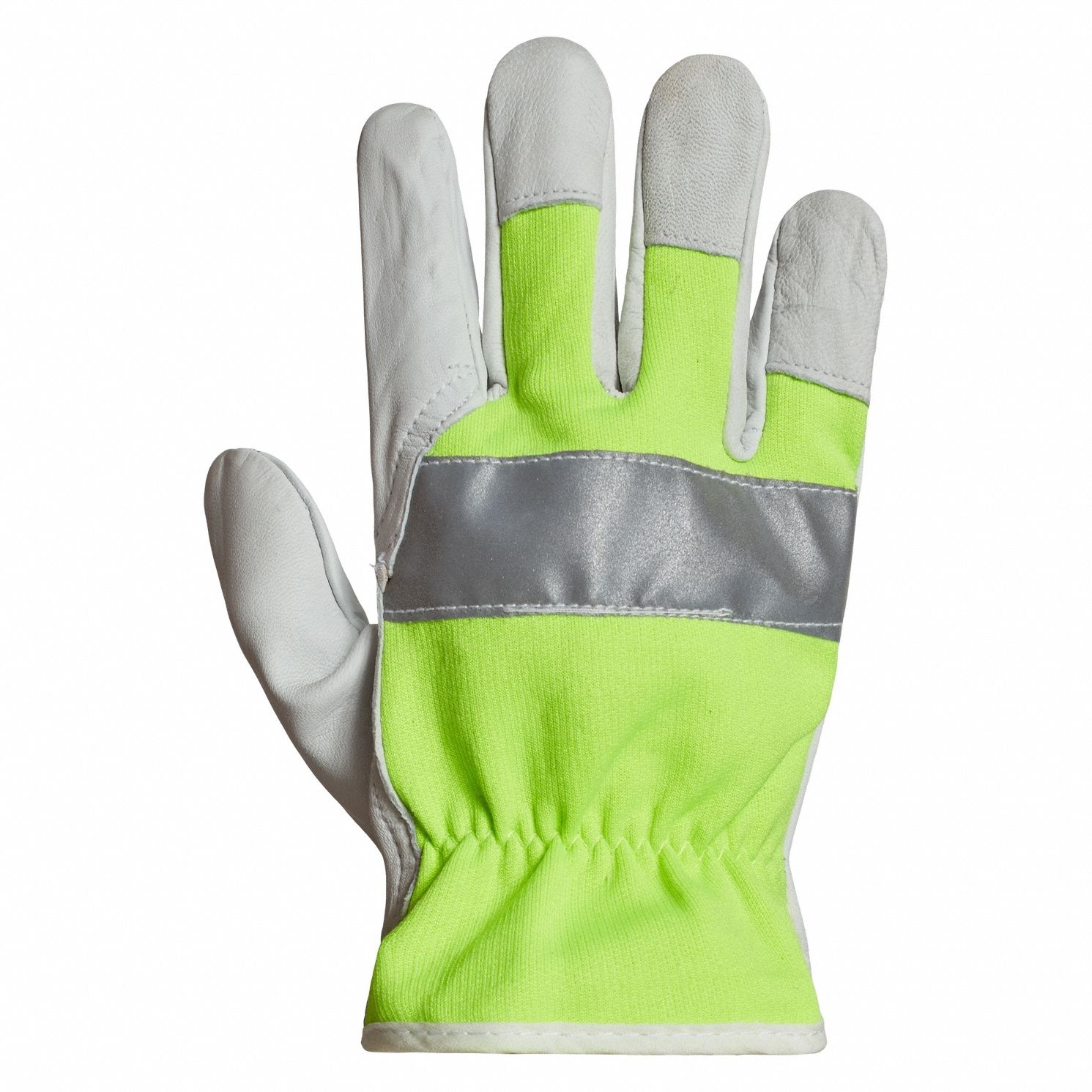 Leather Gloves: L ( 9 ), Goatskin, Premium, Glove, Full Finger, Unlined, Lime, 12 PK