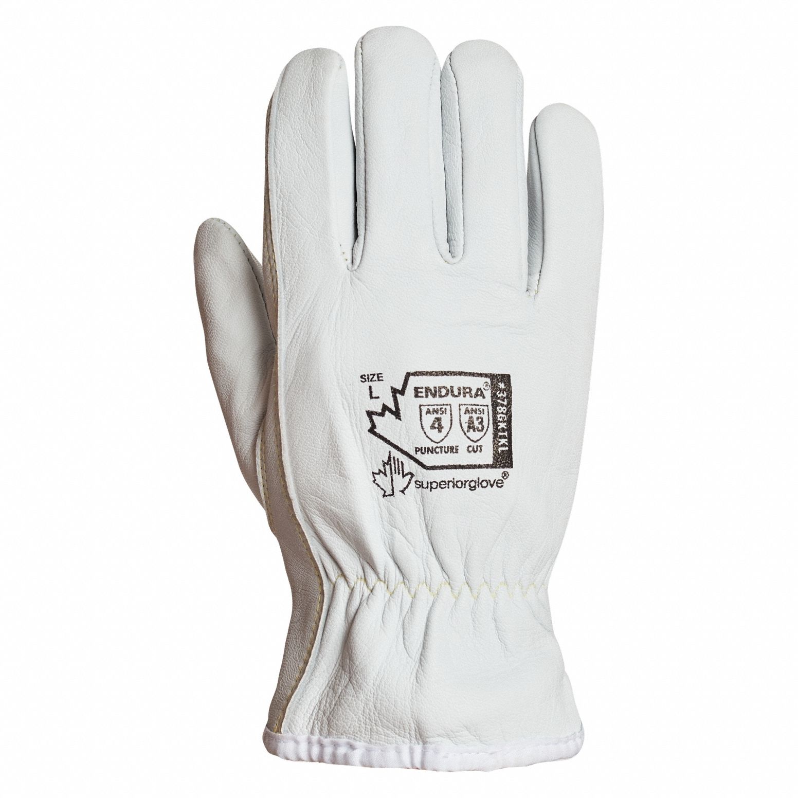 Leather Gloves: 2XL ( 11 ), Drivers Glove, Goatskin, Premium, ANSI Cut Level A3, 1 PR