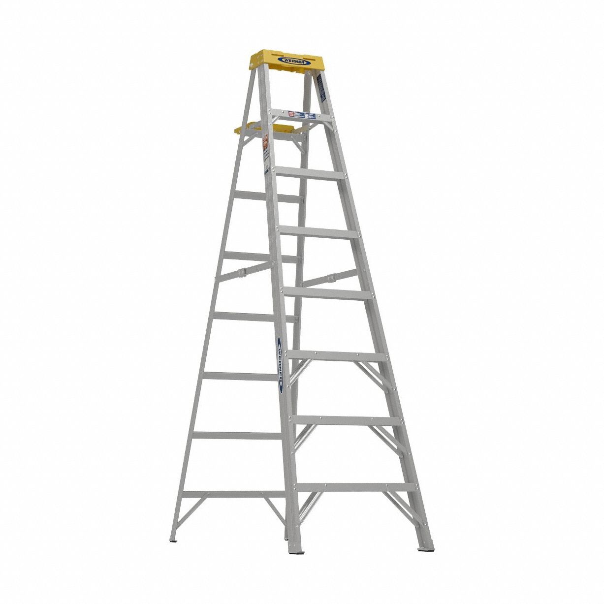 STEPLADDER, 8 FT LADDER SIZE, ALUMINUM, 300 LB LOAD CAPACITY, 9 LB W, 5.9 FT STANDING H