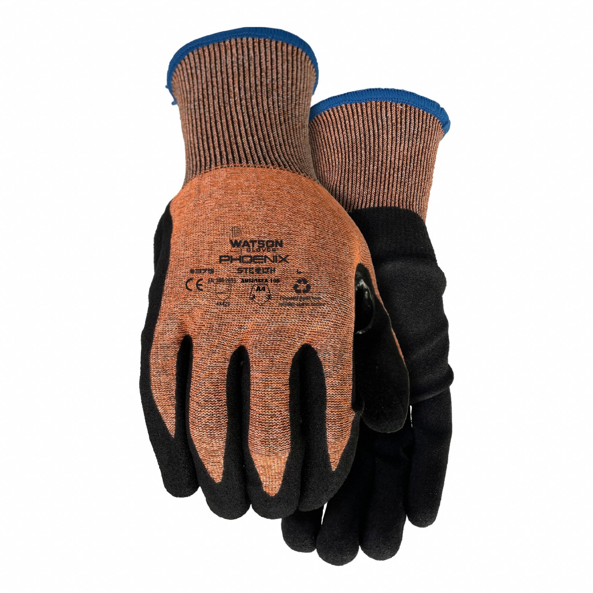 Knit Gloves: 2XL ( 13 ), ANSI Cut Level A4, Palm, Dipped, Nitrile, Sandy, 1 PR