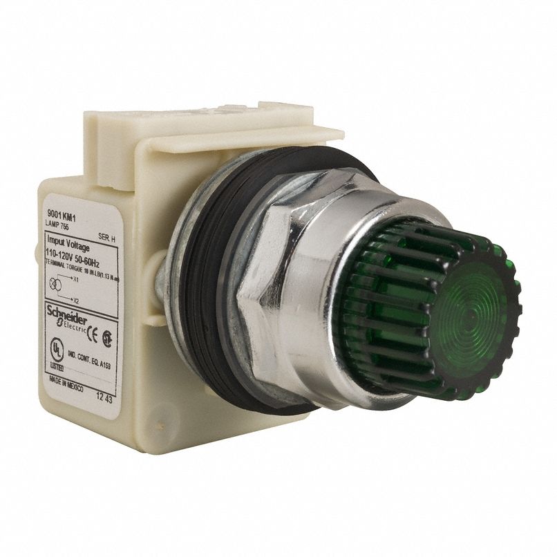 Flush Push Button: Green, 30 mm Mounting Size, Metallic, Momentary