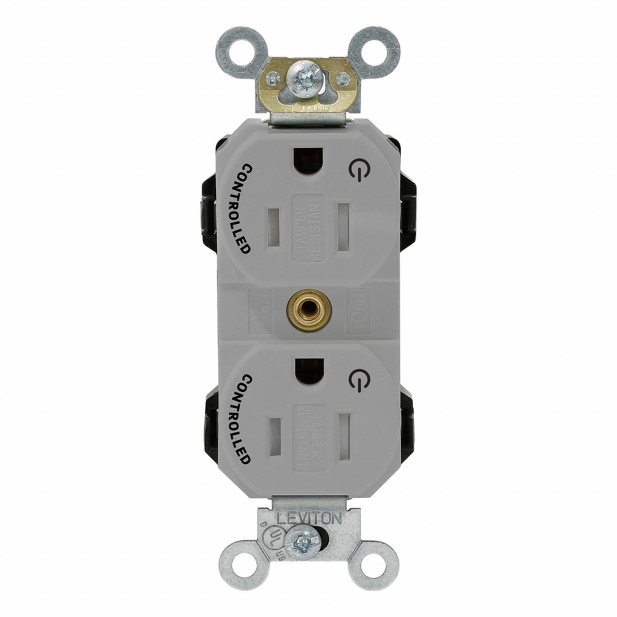Lev-Lok Rec 15A 125V TR 2Mrk-Ctrl Gry