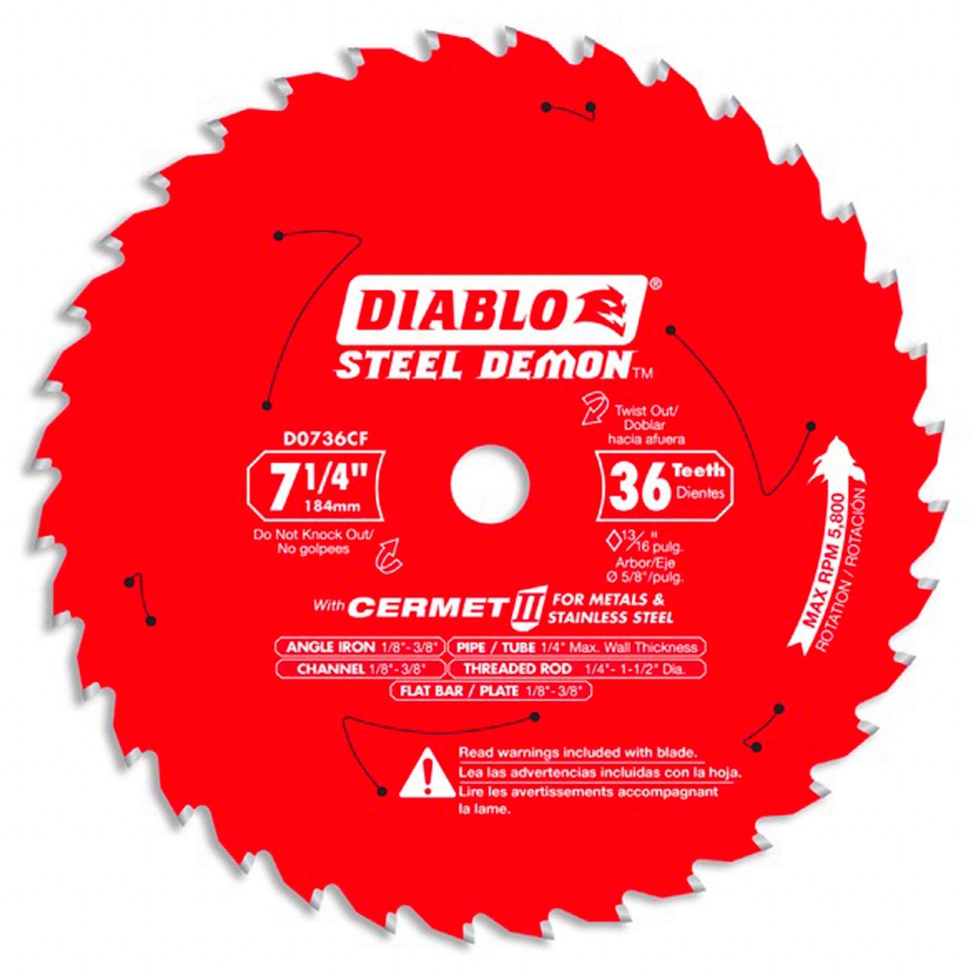 DIABLO, 7 1/4 in Blade Dia., 36 Teeth, Cermet Tipped Saw Blade - 379VM8 ...