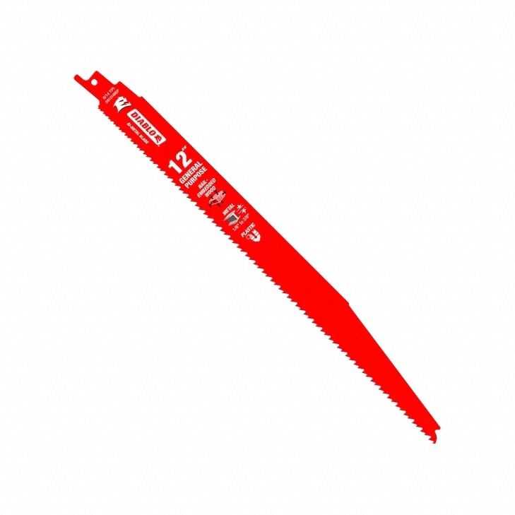 Reciprocating Saw Blade: 8/14 Teeth per Inch, 12 in Blade Lg, 0.05 in Blade Thick, 5 PK