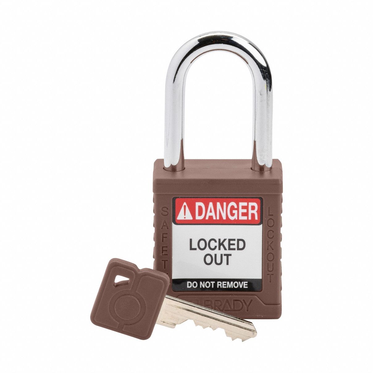 Lockout Padlock: Keyed Different, Nylon, Std Body Body Size, Steel, Std, Brown, 1 Pack Size