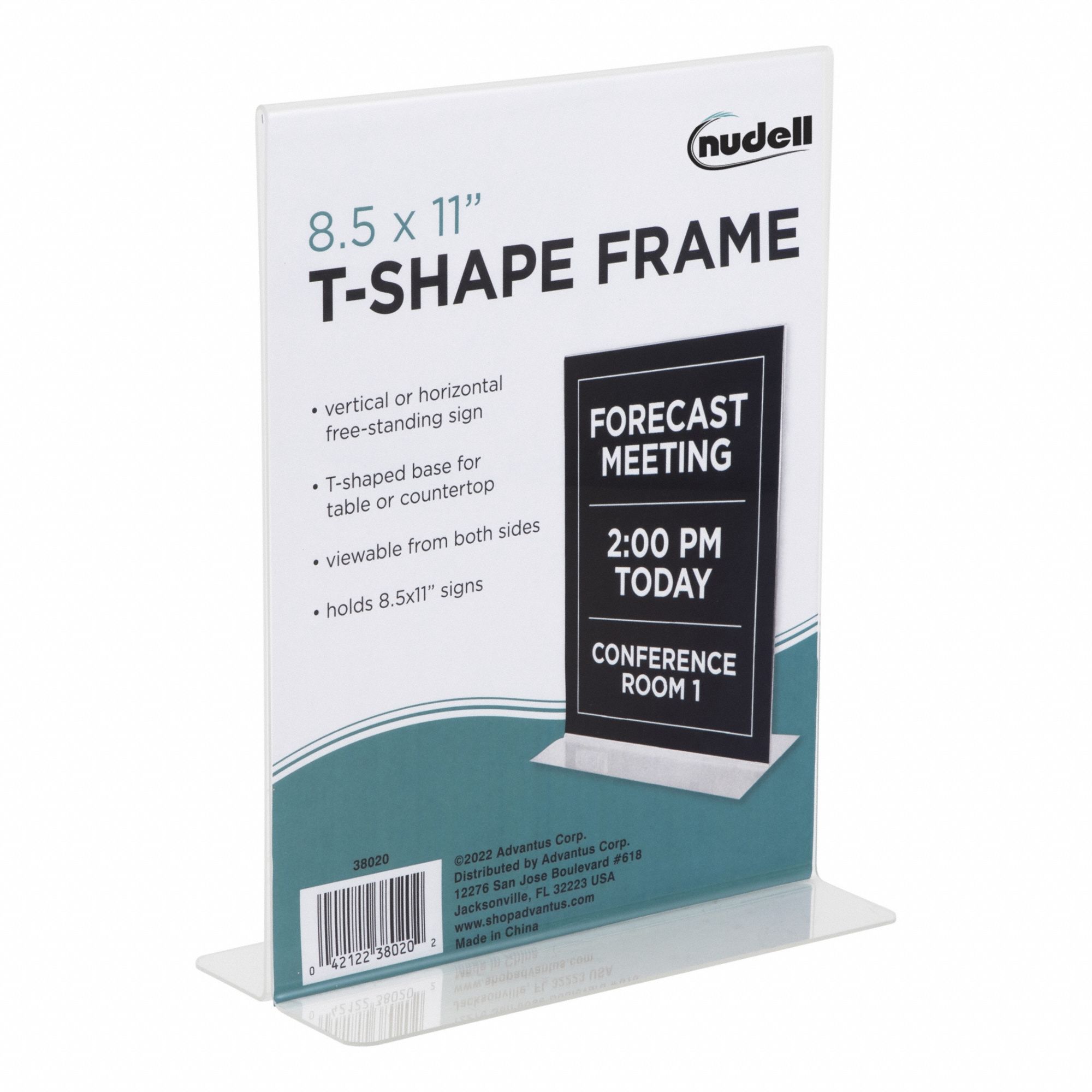 DUAL-SIDED SIGN HOLDER, ACRYLIC, 11 IN H, CLEAR, 11 IN COMPATIBLE SHEET H