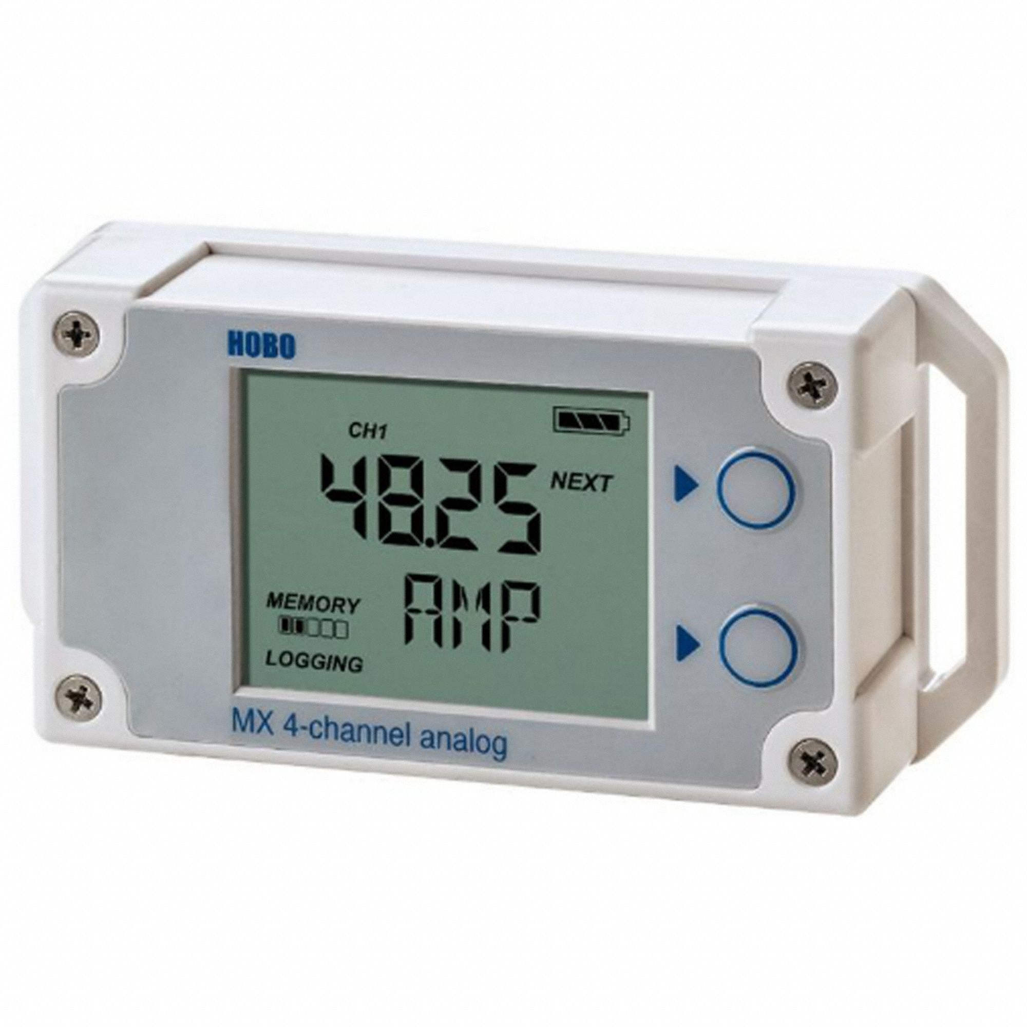 Analog Data Logger 4-Channel: -4° to 158°F, 1 yr Battery Life, LCD
