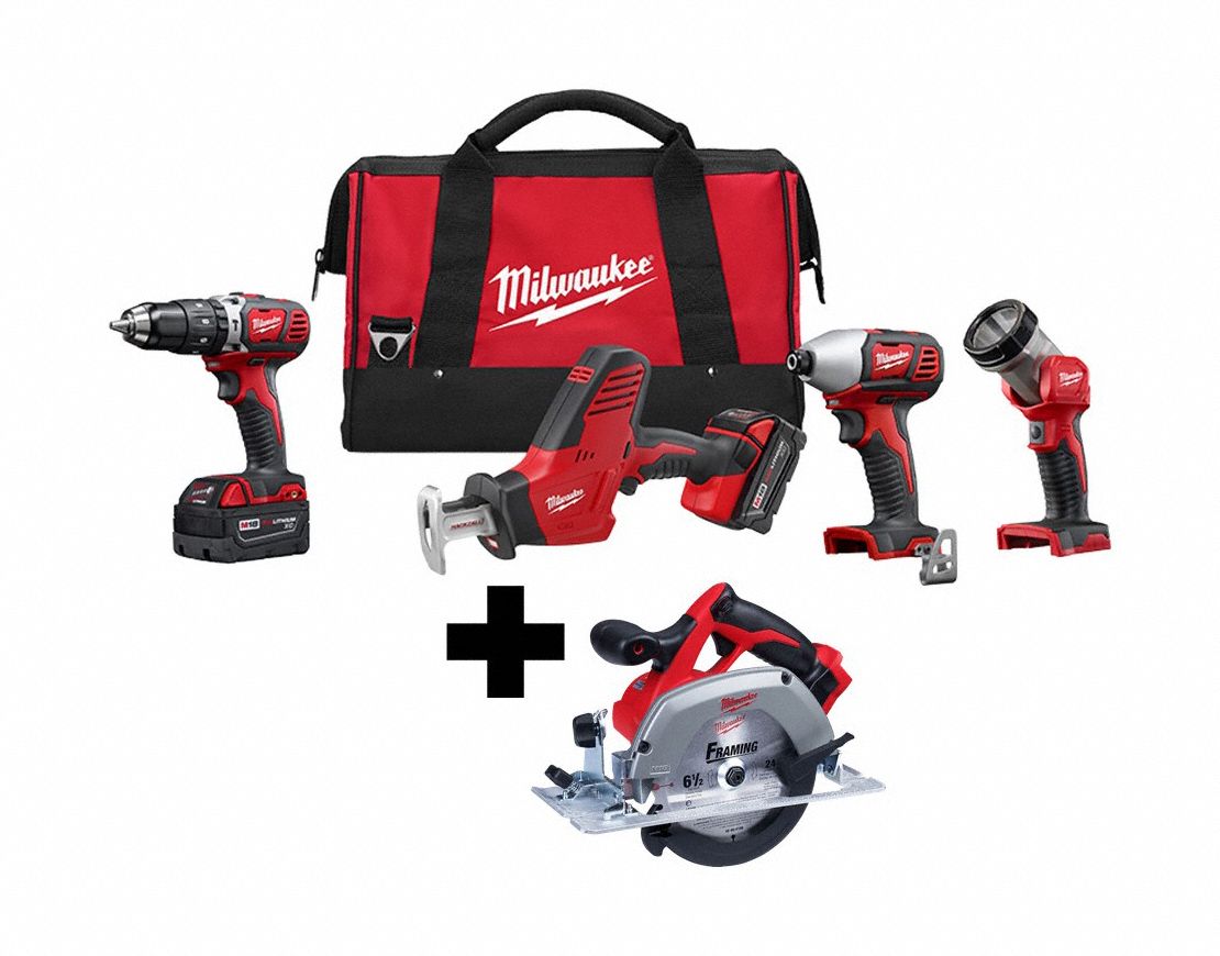 Cordless Combination Kit: 5 Tools, 18 V DC Volt, Battery Included, M18™, 494D23, 23Y581